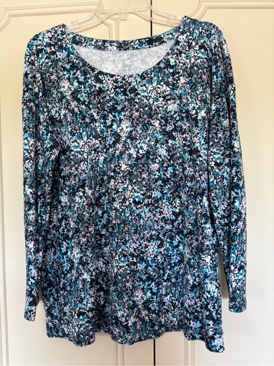 J. Jill Tops - J. Jill Long Sleeve Floral Tunic in Blue, Pink and White